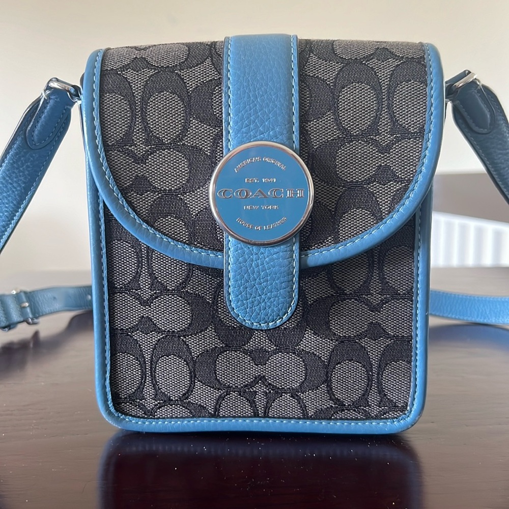 Coach leather blue crossbody bag